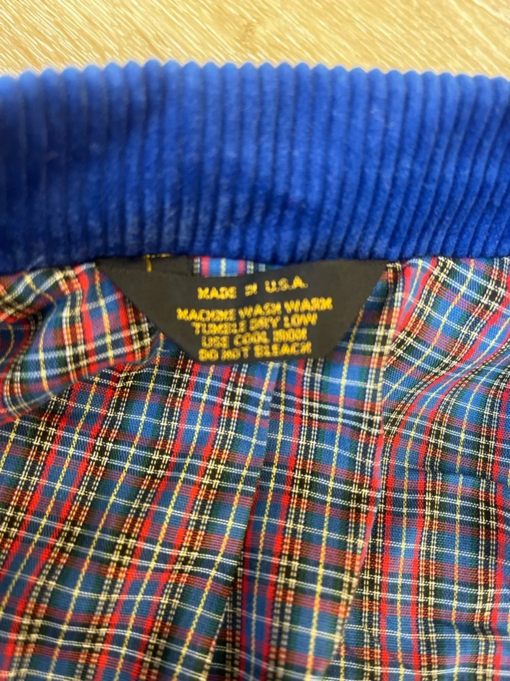 Blue Corduroy Blazer with Plaid Interior